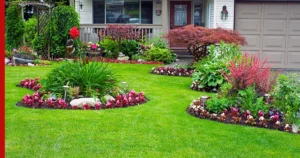 Beautiful bird-friendly lawn with vibrant landscaping designed to attract various bird species.